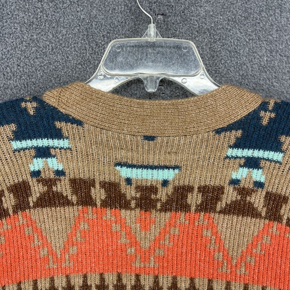 Lucky Brand Women Aztec Open Front Drape Cardigan XL Brown‎ Blue Boho western - Picture 11 of 15